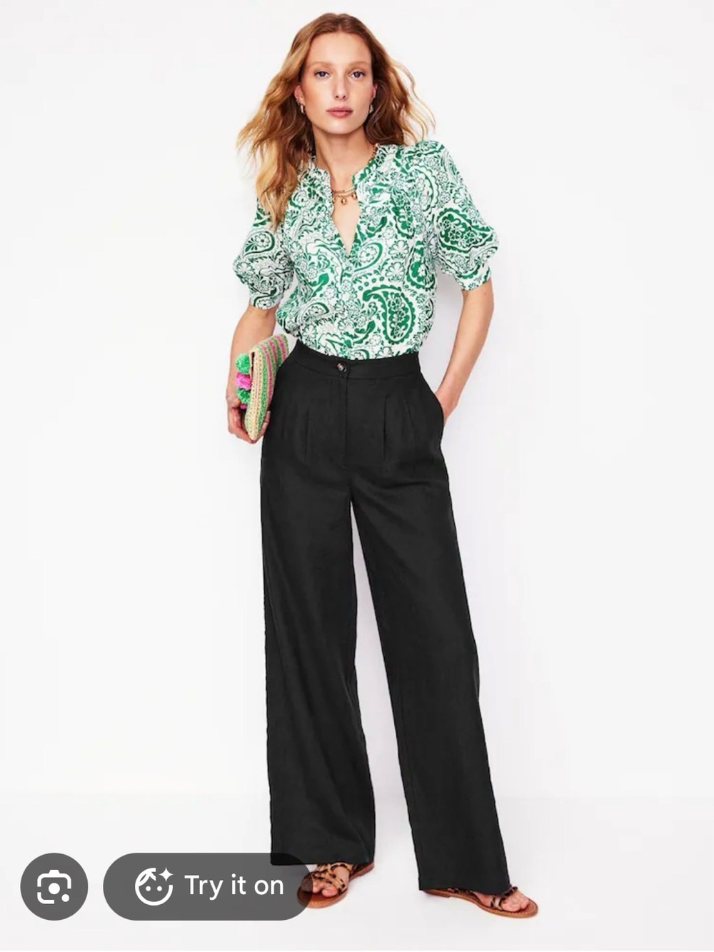 Boden Dulwich Linen Pants-Black NWT